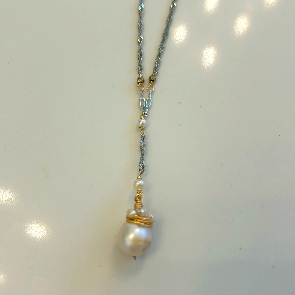 Nakamol pear necklace with silver and gold detail - never worn